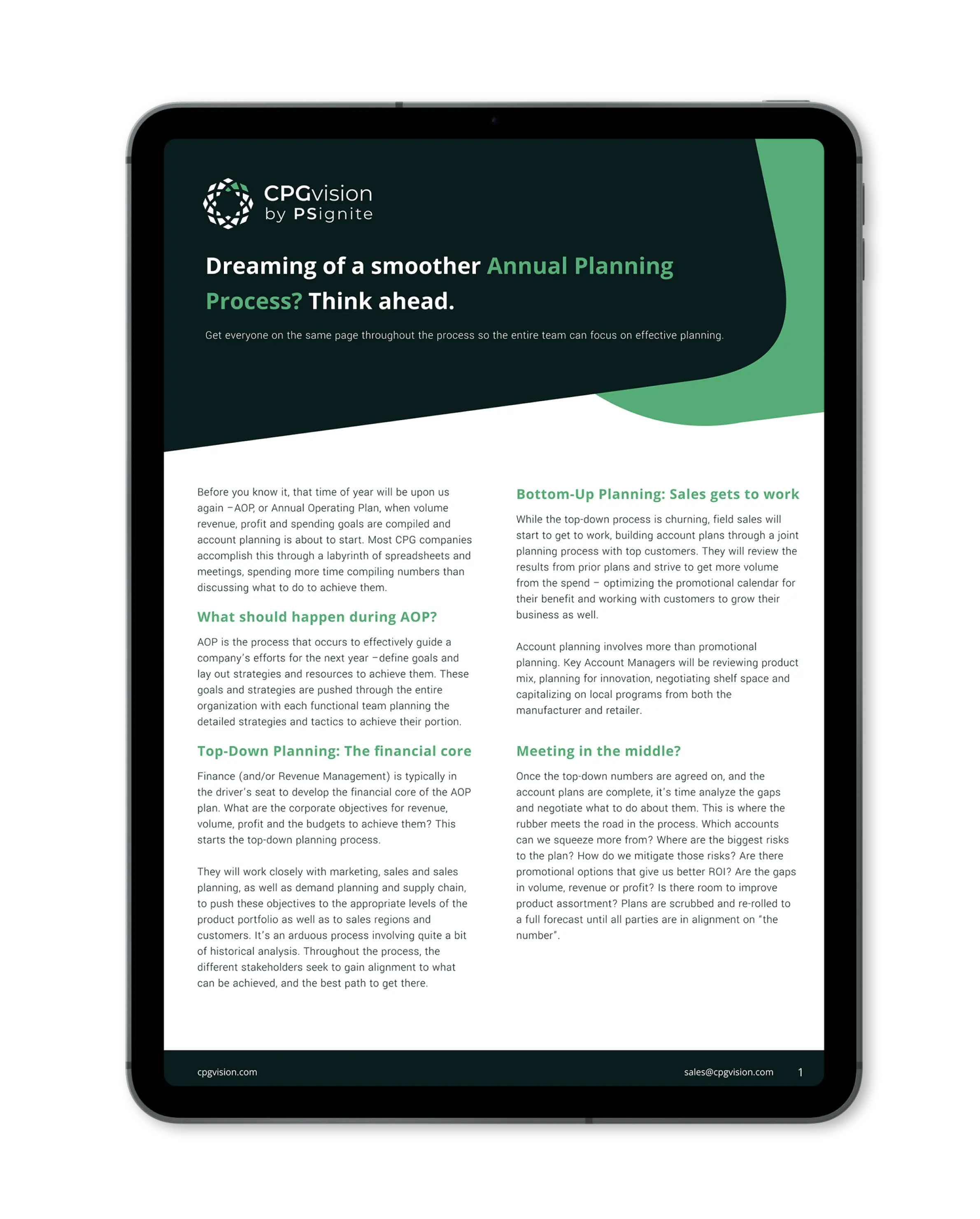 Efficient Annual Operating Planning for CPG Companies: A Guide